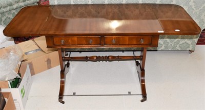 Lot 1414 - A 20th century inlaid mahogany sofa table by The Thomas Glenister Company, High Wicombe, 153cm...