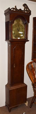 Lot 1430 - ~ An oak thirty hour longcase clock, dial arch with circular disc inscribed Broadbelt,...