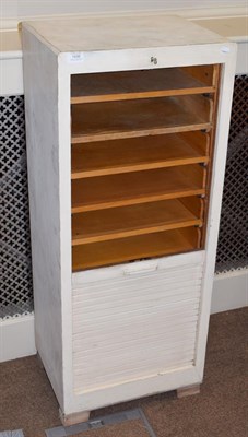 Lot 1436 - A painted tambour-fronted oak filing cabinet, 46cm by 36cm by 115cm high