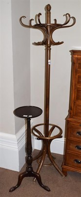 Lot 1448 - A bentwood hat stand, 194cm high; together with a mahogany torchere on ball and claw feet, 92cm...