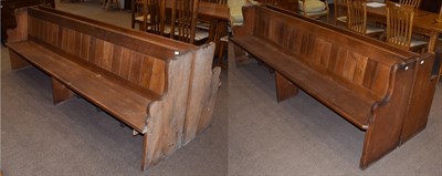 Lot 1453 - A pair of 8.5' oak church pews, 260cm wide