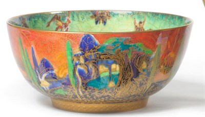 Lot 1517 - A Wedgwood Fairyland Lustre "Elves and Bell Branch & Poplar Trees" Imperial Bowl, designed by Daisy