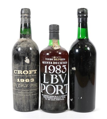 Lot 5062 - Fonseca 1963 Vintage Port, no label (one bottle), Quinta do Cachão 1983 LBV Port, (one...