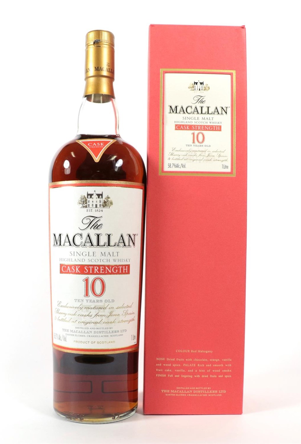 Lot 5093 - The Macallan Single Malt Highland Scotch Whisky 10 Years Old Cask Strength, 58.7% vol 1 Litre,...