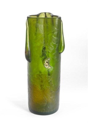 Lot 1527 - Emile Galle (1846-1904): A Verrerie Parlante Vase, dated 1898, apple green and ochre,...