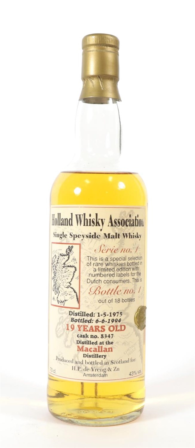 Lot 5127 - Holland Whisky Association: 19 Years Old Macallan Single Speyside Malt Whisky, from Series...