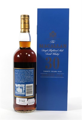 Lot 5142 - The Macallan 30 Years Old Single Highland Malt Scotch Whisky, 43% vol 700ml, in blue painted wooden