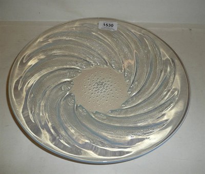 Lot 1530 - A Rene Lalique "Poissons" Flaring Opalescent Glass Dish, the underside moulded in relief with...