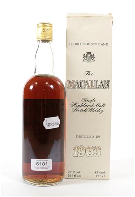 Lot 5181 - The Macallan 1963 Single Highland Malt Scotch Whisky, bottled 1980, 262/3 fl. ozs., 75° proof, 43%