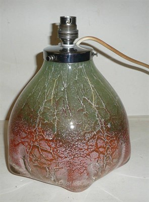 Lot 1539 - A WMF Ikora Glass Table Lamp, coloured green, orange and silver, with chrome mount stamped WMF...