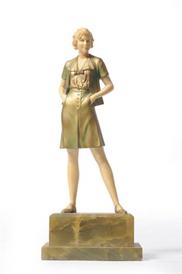 Lot 1541 - Ferdinand Preiss (1892-1943): "Gamine", A Cold Painted Bronze and Ivory Figure, model number...