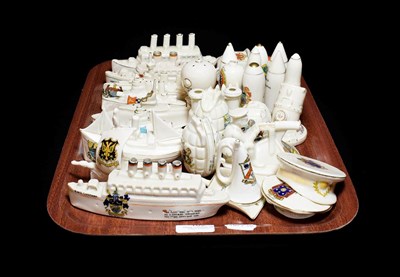 Lot 102 - Crested china to include First World War models etc (approximately 31)