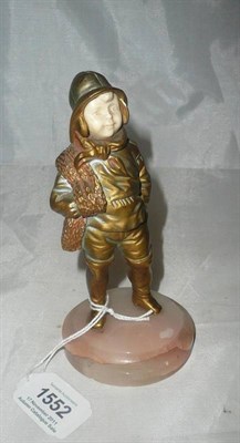 Lot 1552 - Georges Omerth (French fl.1895-1925): "Fisherboy" A Patinated Bronze and Ivory Figure, modelled...