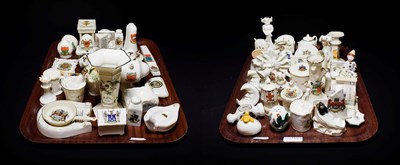 Lot 117 - Crested china to include Cornish pasties, the moon, a cash register etc (approximately 67 pieces)