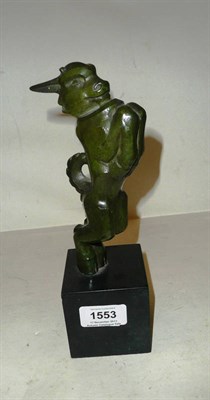 Lot 1553 - An Art Deco Green Patinated Bronze Kid Goat, stood on his hind legs, unsigned, on a square...