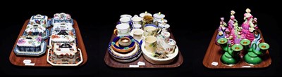 Lot 126 - Seven Losolware butter dishes, Carltonware preserve jars, archadian China and W.H.Goss figures etc