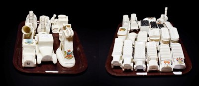 Lot 129 - Crested china to include cars, trams, steam engines etc (approximately 30 pieces)
