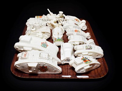 Lot 131 - Crested china to include World War One mostly tanks (approximately 17 pieces)