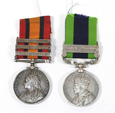 Lot 11 - A Queen's South Africa Medal, with three clasps CAPE COLONY, ORANGE FREE STATE and SOUTH AFRICA...