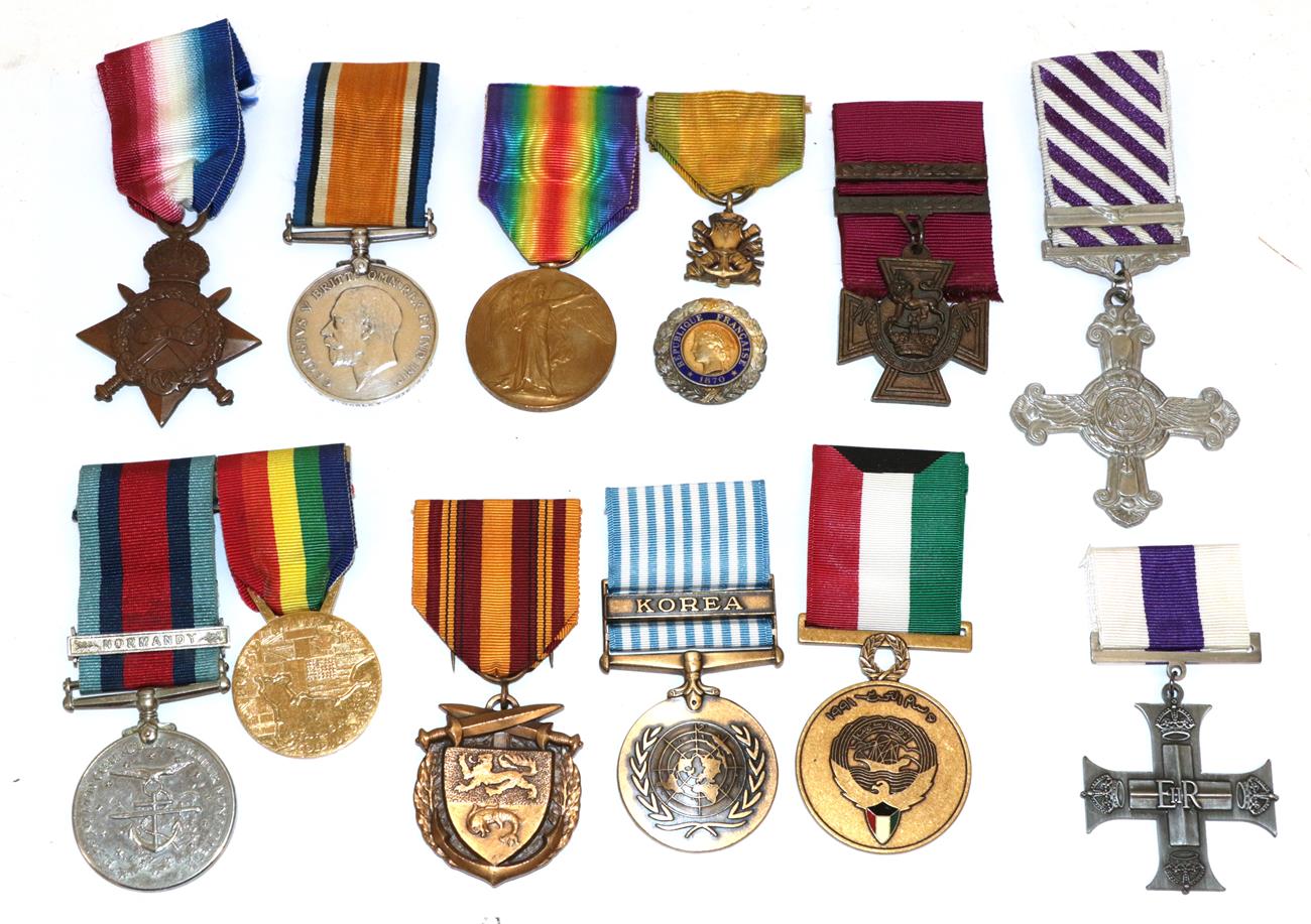 Lot 12 - Three Single First World War Medals, comprising 1914-15 Star, to T4-123640 PTE.R.J.RUSSELL, A.S.C.