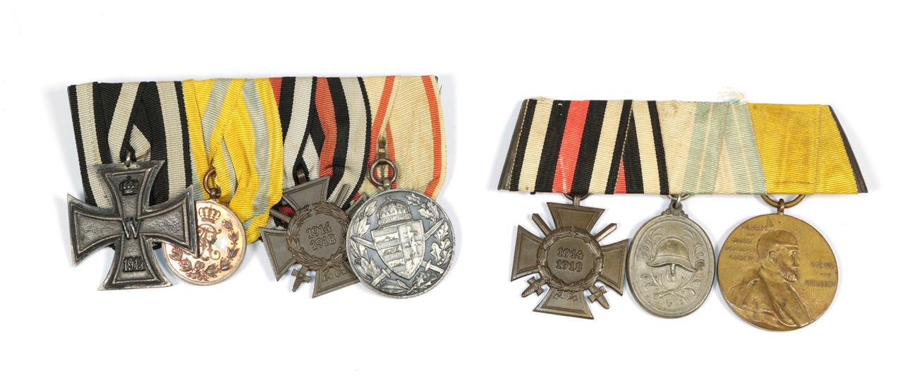 Lot 20 - Two Great War Imperial German Medal Bars: - comprising 1914 Iron Cross 2nd Class; Friedrich...
