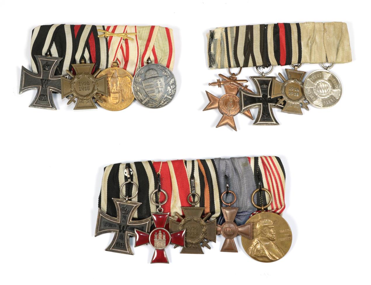 Lot 22 - Three Imperial German Medal Bars 1914 Iron Cross 2nd Class; Hindenburg Cross with Swords;...