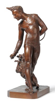 Lot 1557 - George de Chemellier (French 1835-1907): A Bronze Clown Group "Get Up", circa 1900, as a clown in a