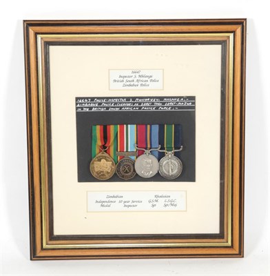 Lot 34 - A British South African Police Group of Five Medals, to 16647 Inspector S Mhlanga British South...
