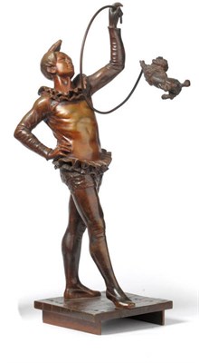 Lot 1558 - Charles Massé (French): A Bronze Figure of a Clown with Performing Dog, "Le Clown", circa...