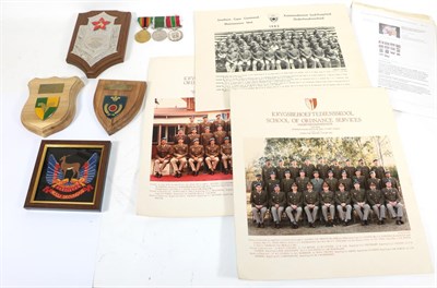 Lot 60 - A British South African Police and Prison Service Group of Three Medals, and three award plaques to