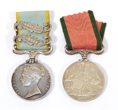 Lot 63 - A Crimea Medal, with two clasps AZOFF and SEBASTAPOL, the edge hand punched, over stamped and...
