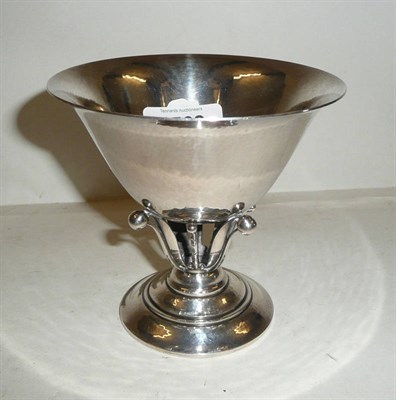 Lot 1562 - A Georg Jensen Silver Louvre Pattern Stemmed Bowl, designed by Johan Rohde, of flared form...