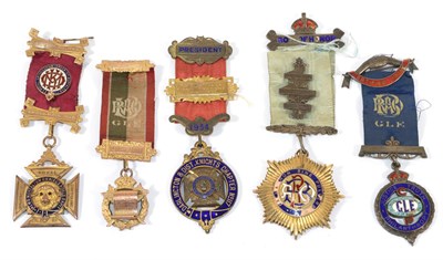 Lot 89 - A Set of Five of Royal Antediluvian Order of Buffaloes Breast Jewels, awarded to Brother Robert...