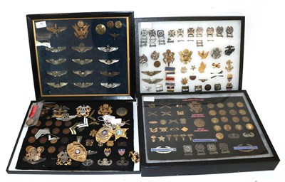 Lot 94 - A Collection of US Second World War and Post-War Badges, including cap badges, breast badges, rank