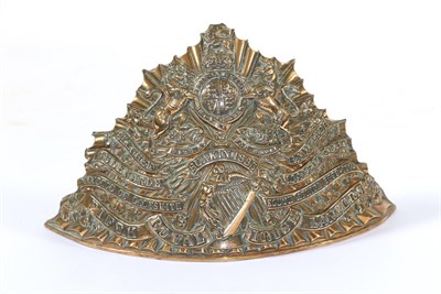 Lot 99 - An Edwardian Lance Cap Plate to the Fifth Royal Irish Lancers, in stamped brass with two screw...