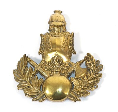 Lot 101 - A Mid-19th Century French Brass Shako Plate, to the Regiments of Engineers, with single screw...