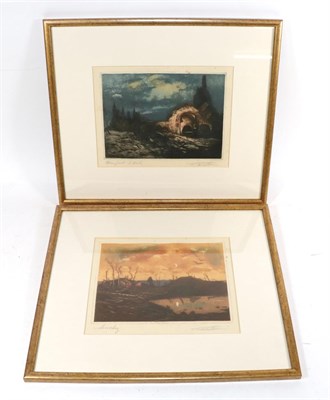 Lot 110 - A Pair of First World War Coloured Drypoint Etchings - Souchez and Nieuport, depicting scenes...