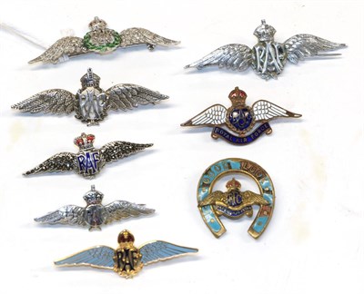Lot 112 - A Diamond and Enamel RAF Sweetheart Brooch, set with numerous small eight-cut diamonds; also, a...