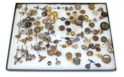 Lot 114 - A Collection of Silver and Base Metal Badges, including sweetheart brooches, lapel badges, Primrose