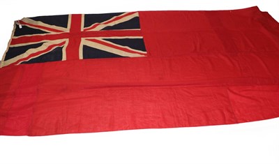 Lot 127 - A British Merchant Navy Red Ensign, in stitched panels of linen, the hoist stencilled 4YD...