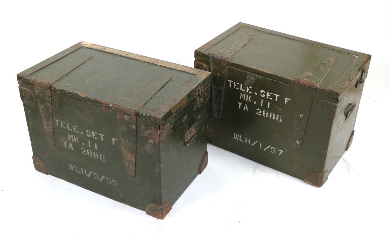 Lot 130 - Two Second World War Military Telephone Sets ''F'', each with bakelite No.1 handset, in iron...