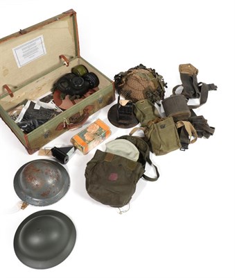 Lot 132 - A Quantity of Second World War and Post War Militaria, including a 1939 date Brodie helmet, a...