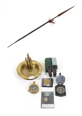 Lot 149 - A First World War Brass Mk.VII Pocket Compass, with mother of pearl dial, the back stamped...