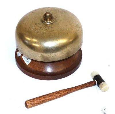 Lot 162 - A Brass Fraternity Mess Bell, of mushroom form, engraved ''PRESENTED TO No.222 EALING MESS BY...