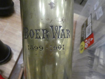 Lot 163 - An Edwardian Wall Mounted Boer War Brass Shell Case Gong, the shell case engraved ''Boer War 1899 