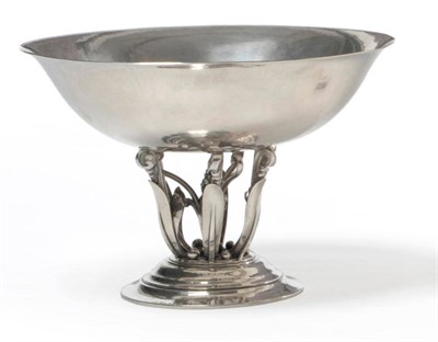 Lot 1571 - A Silver Pedestal Bowl, by A.E.Jones, Birmingham 1969, retailed by Asprey, the deep circular...