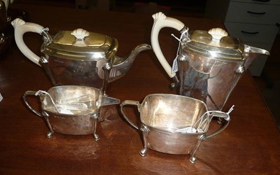 Lot 1572 - An Art Deco Four Piece Teaset, maker's mark S&W probably Sydney Wilkinson, Sheffield 1937, of...