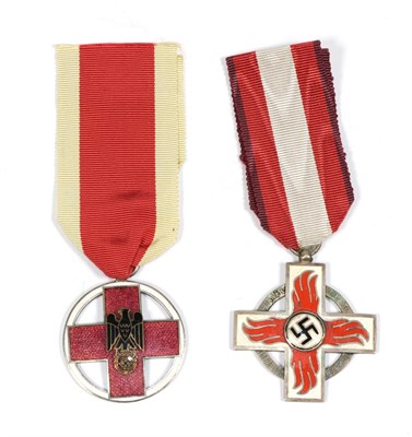 Lot 204 - A Pair of German Third Reich Medals, of Fire Service Cross 2nd Class and German Red Cross Medal
