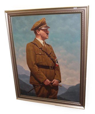 Lot 211 - Emil Werz, Portrait of Adolf Hitler, standing, three quarter  length, wearing the uniform of...