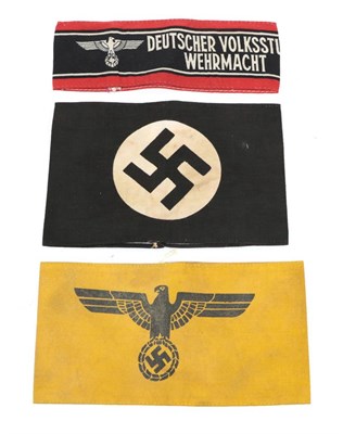 Lot 218 - A Third Reich Danish National Sozialsisce Deeutsche Arbeiterpartei Armband, in black cotton...